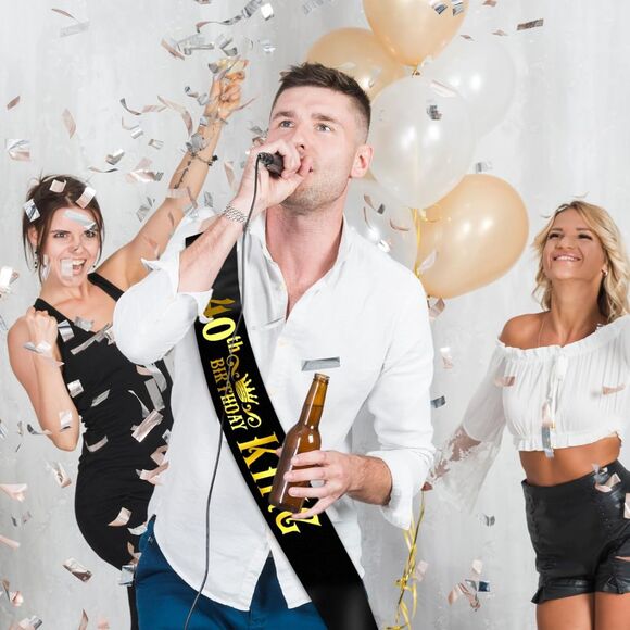 Black and Gold 40th Birthday King Sash - Picture 2 of 9